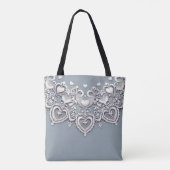 Tote Bag Coeurs de dentelle blanche Charme romantique Éléga (Dos)