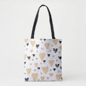 Tote Bag Coeurs de Doodle dessinés à la main (Devant)