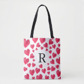 Tote Bag Cœurs de la Saint-Valentin à monogramme mignons (Devant)