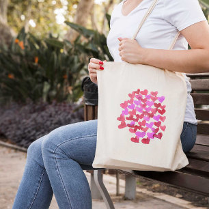 Tote Bag Coeurs de la Saint Valentin - rose et magenta