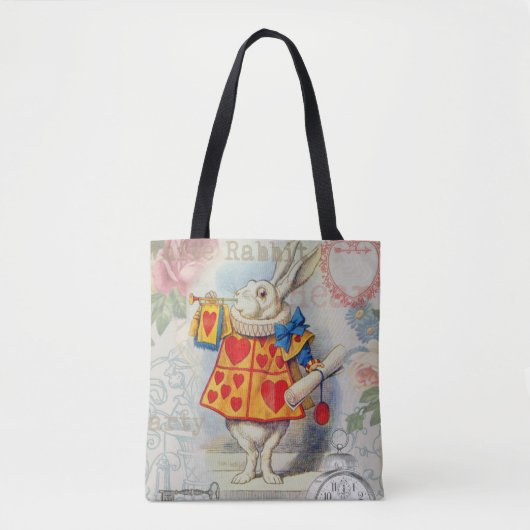 Tote Bag Cœurs de Lapin Blanc Alice Classique (Devant)