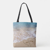 Tote Bag Coeurs de plage dans le sable marin (Dos)