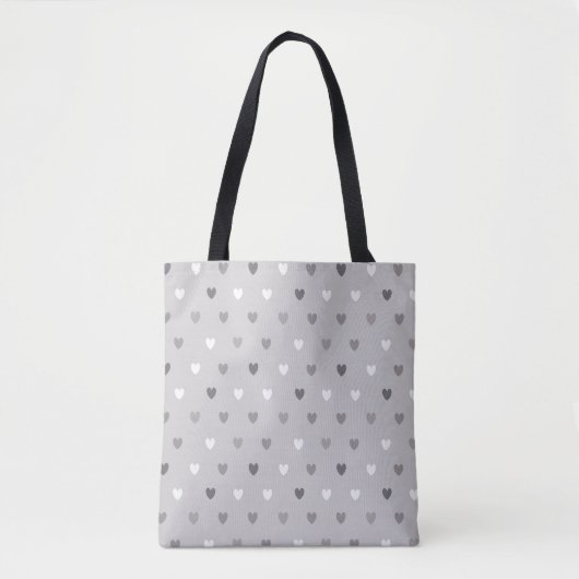 Tote Bag Coeurs de polka minuscules dans les tons gris (Devant)