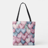 TOTE BAG COEURS DE VALENTINE PINK & BLEU PASTEL PLAID (Dos)