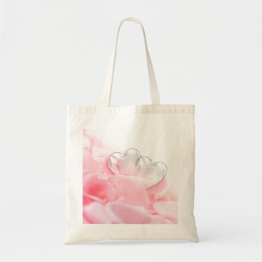 Tote Bag Coeurs de verre romantique Pétales Roses (Devant)