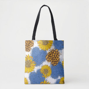 Tote Bag Coeurs Denim en tissu avec bords déchirés et le