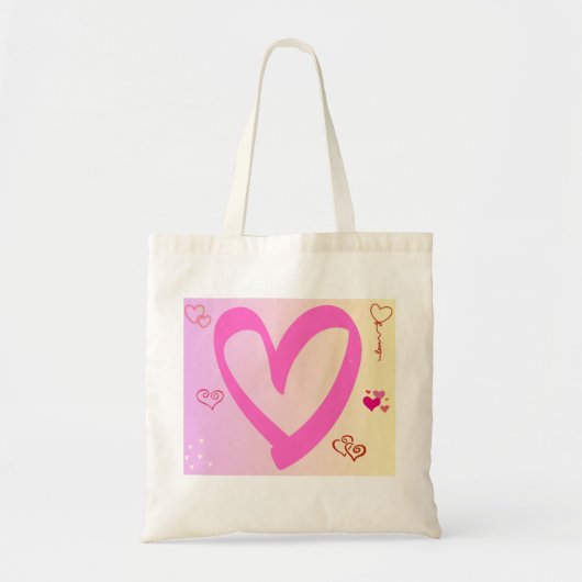 Tote Bag Coeurs En Gradient Rose (Devant)