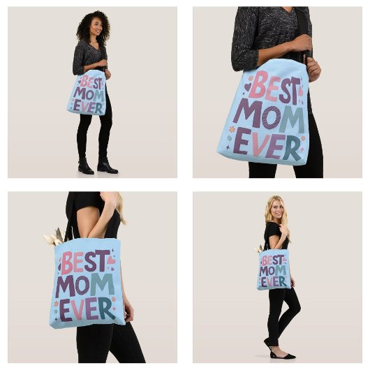 Tote Bag Coeurs et fleurs mignons Meilleure maman jamais