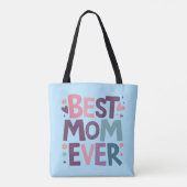 Tote Bag Coeurs et fleurs mignons Meilleure maman jamais (Dos)