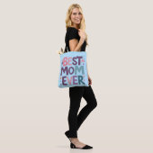 Tote Bag Coeurs et fleurs mignons Meilleure maman jamais (Sur le modèle)