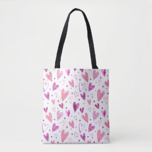 Tote Bag Coeurs et Pois roses : Plaisir romantique.