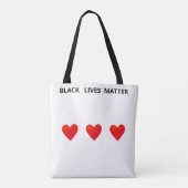 Tote Bag Coeurs et vie noire Matière Texte sur blanc (Dos)