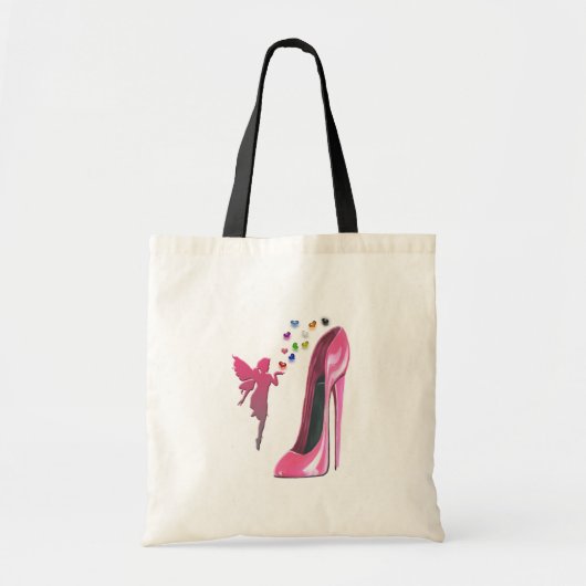 Tote Bag Coeurs féeriques roses et art stylet de chaussure (Devant)