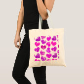 Tote Bag Coeurs griffés violets et roses modernes Valentine (Devant (produit))