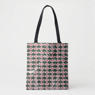 Tote Bag Coeurs gronces et fleurs motif.
