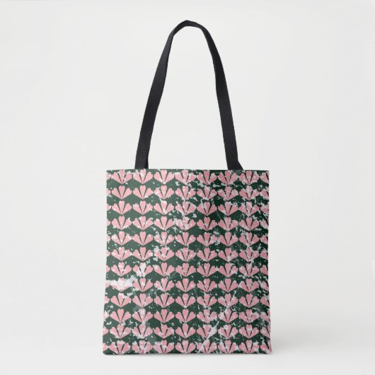 Tote Bag Coeurs gronces et fleurs motif. (Devant)