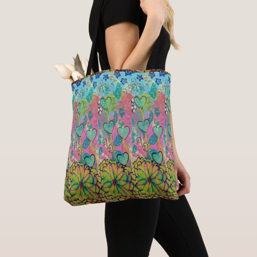 Tote Bag Coeurs multimédia mixtes (De près)