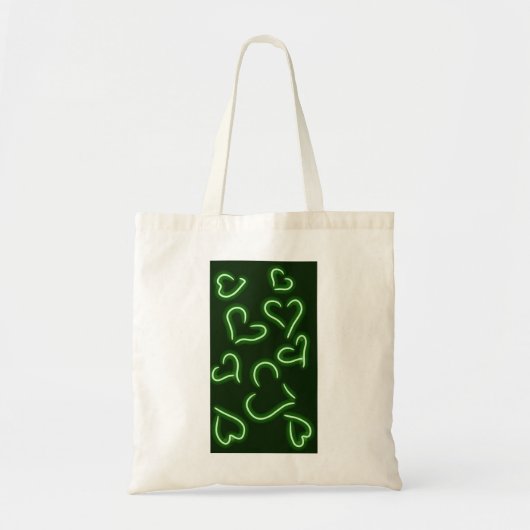 Tote Bag Cœurs néon verts (Devant)