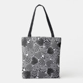 Tote Bag Cœurs Noir Blanc (Dos)