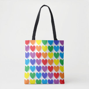 Tote Bag Coeurs ombragés d'arc-en-ciel