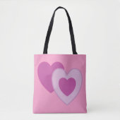 Tote Bag Coeurs pastel rose violet (Devant)