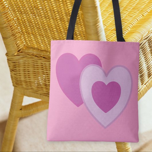 Tote Bag Coeurs pastel rose violet