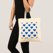 Tote Bag Coeurs polka bleu sur blanc (Devant (produit))