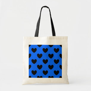 Tote Bag Coeurs polka noirs sur bleu