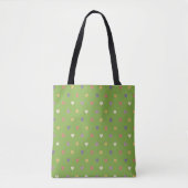 Tote Bag Coeurs Polka sur vert vert (Devant)