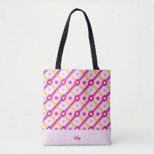 Tote Bag Coeurs rose gras Nom personnalisé