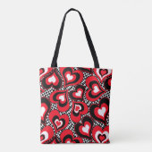 Tote Bag Coeurs, rouge, noir, blanc (Dos)