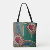 Tote Bag Cœurs rouges et verts art IA (Dos)