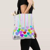 Tote Bag coeurs suspendus colorés (De près)