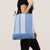 Tote Bag Coeurs tendance moderne bleu et blanc (De près)