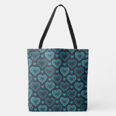 Tote Bag Coeurs turquoises (Devant)