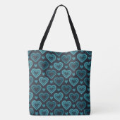 Tote Bag Coeurs turquoises (Dos)