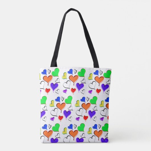 Tote Bag Coeurs verts rouge orange (Dos)