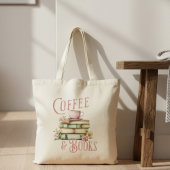 Tote Bag Coffee and Books Floral 