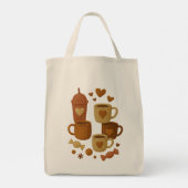 Tote Bag Coffee Valentine Day Love Knitted Hearts Hugs (Dos)
