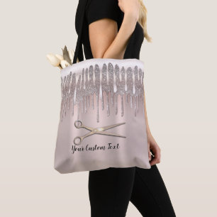 Tote Bag Coiffeur Cheveux Or Rose Glacé Paillettes Diamant