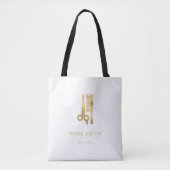 Tote Bag Coiffeur Chic Ciseaux Peigne Or (Devant)