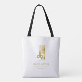 Tote Bag Coiffeur Chic Ciseaux Peigne Or (Dos)