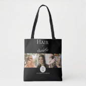 Tote Bag Coiffeur de salon de coiffure Script 3 Photos Logo (Devant)