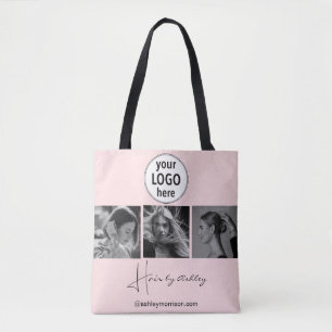 Tote Bag Coiffeur Écriture Noir Photo Rose Rougissante