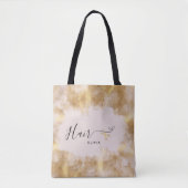 Tote Bag Coiffeur Élégant Ciseaux Dorés Coiffeuse Rose (Devant)