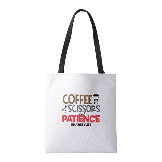 Tote Bag Coiffeurs Café, ciseaux et patience