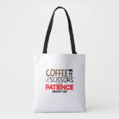 Tote Bag Coiffeurs Café, ciseaux et patience (Devant)