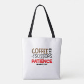 Tote Bag Coiffeurs Café, ciseaux et patience (Dos)