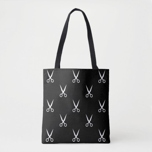 Tote Bag Coiffeuse Coiffeuse Ciseaux Motif Noir (Devant)