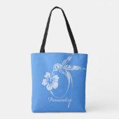 Tote Bag Colibri bleu & blanc simple et élégant (Dos)